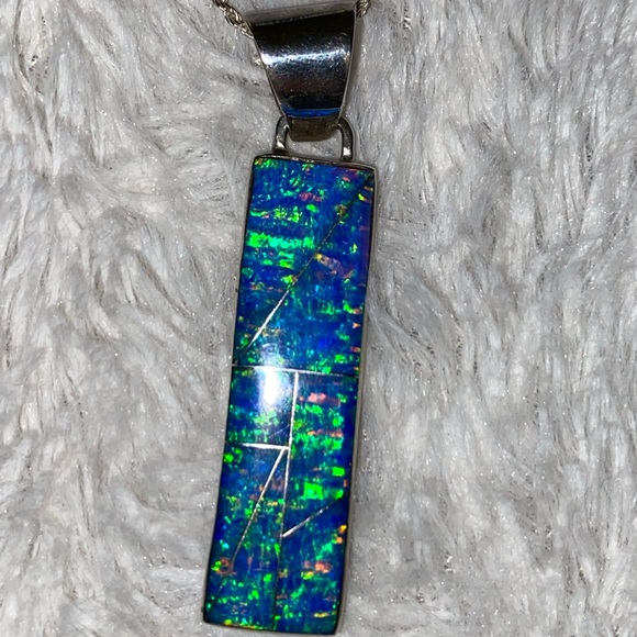 Navajo Blue Fire Opal Pendant - Picture 6 of 6
